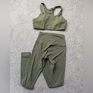 NWOT Lululemon Grey Sage Nulu Sport Bra (S) Align Leggings (4) Workout Set